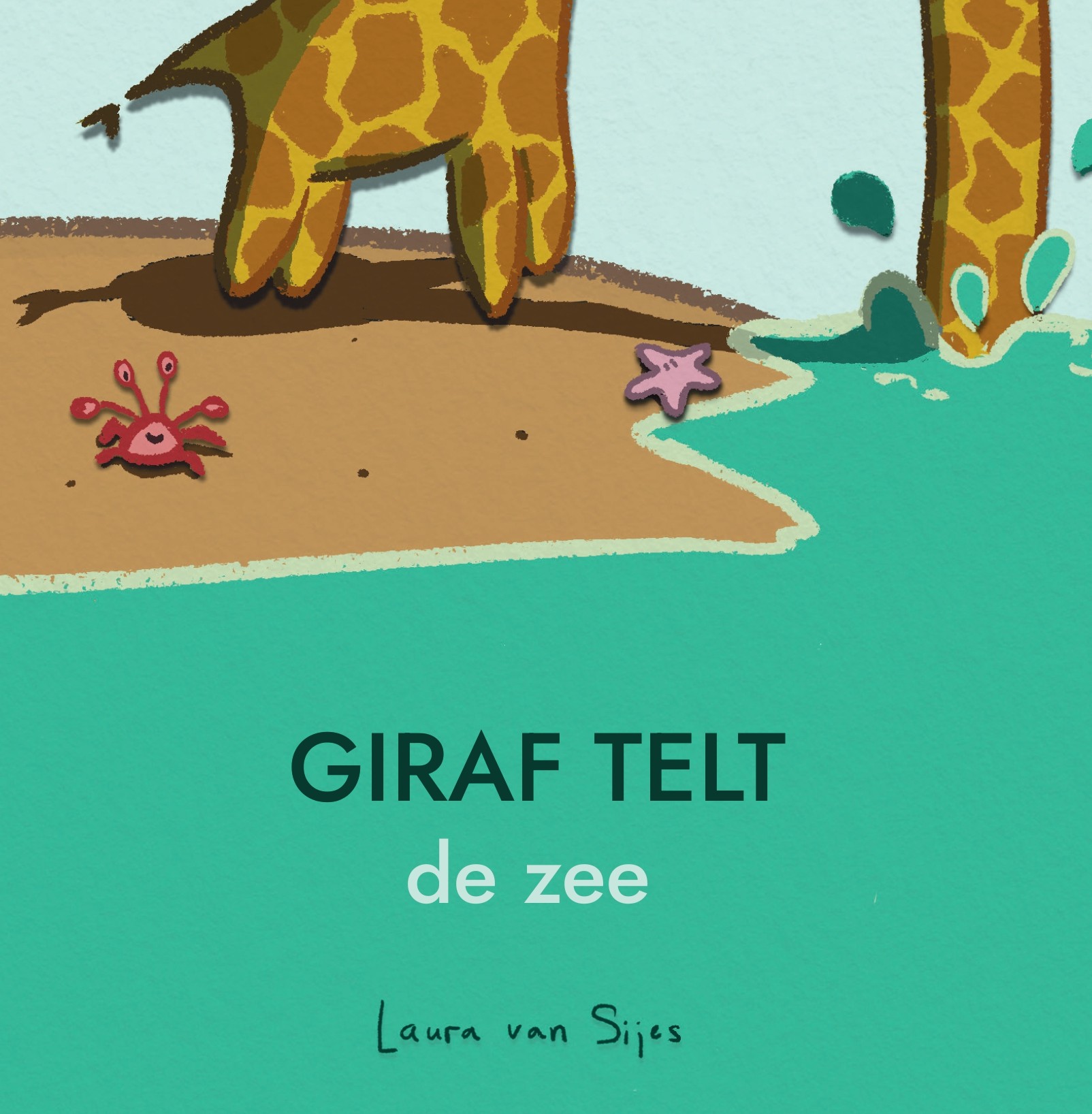 Giraf telt de zee